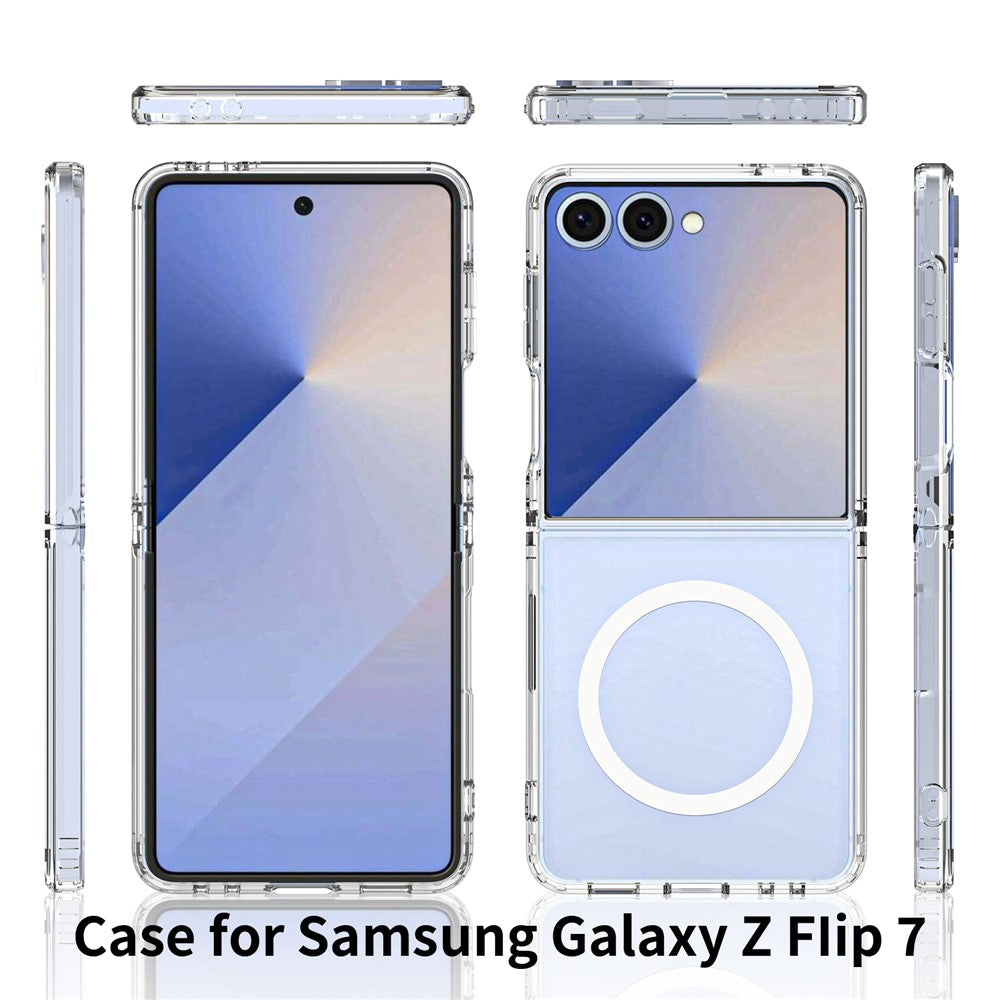 For Samsung Galaxy Z Flip7 5G Magnetic Case Scratch-Resistant TPU + PC Crystal Clear Phone Cover