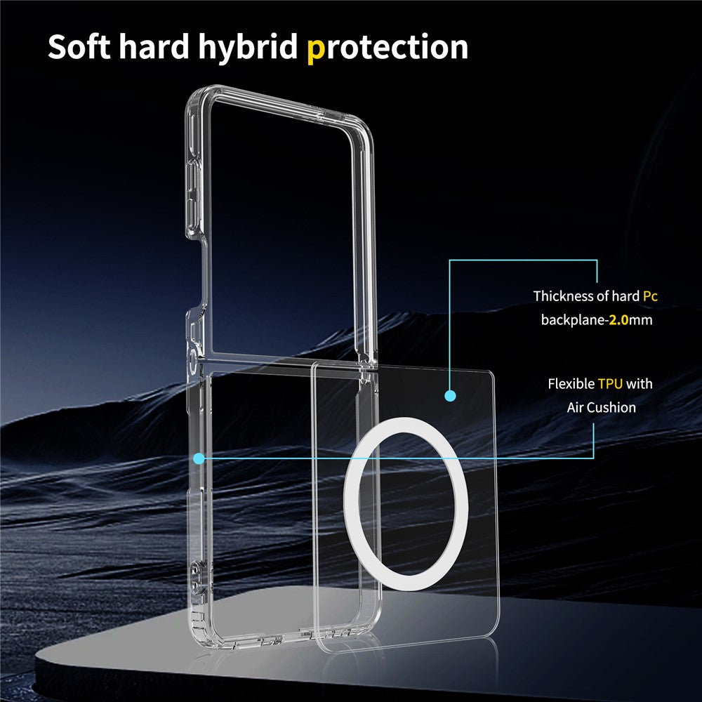 For Samsung Galaxy Z Flip7 5G Magnetic Case Scratch-Resistant TPU + PC Crystal Clear Phone Cover