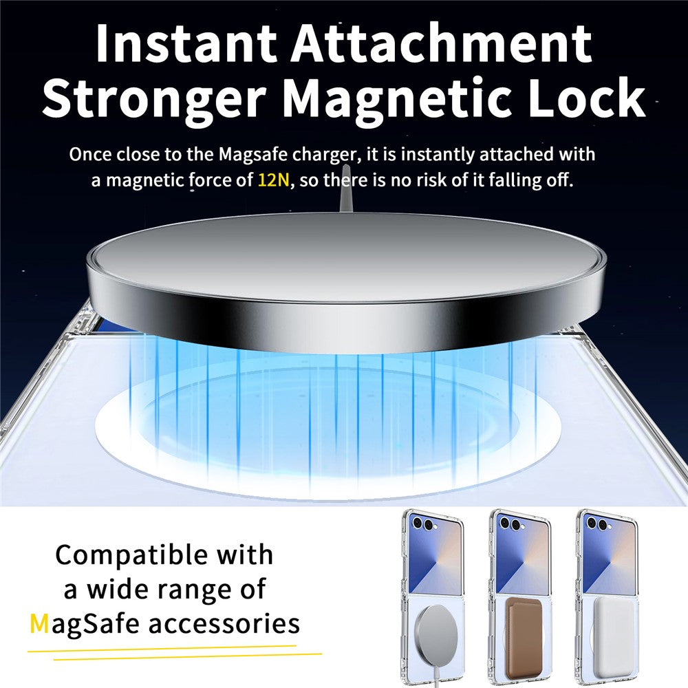 For Samsung Galaxy Z Flip7 5G Magnetic Case Scratch-Resistant TPU + PC Crystal Clear Phone Cover
