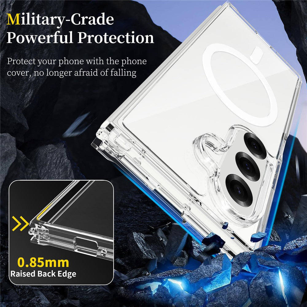 For Samsung Galaxy Z Fold7 5G Magnetic Case Scratch-Resistant TPU + PC Crystal Clear Phone Cover