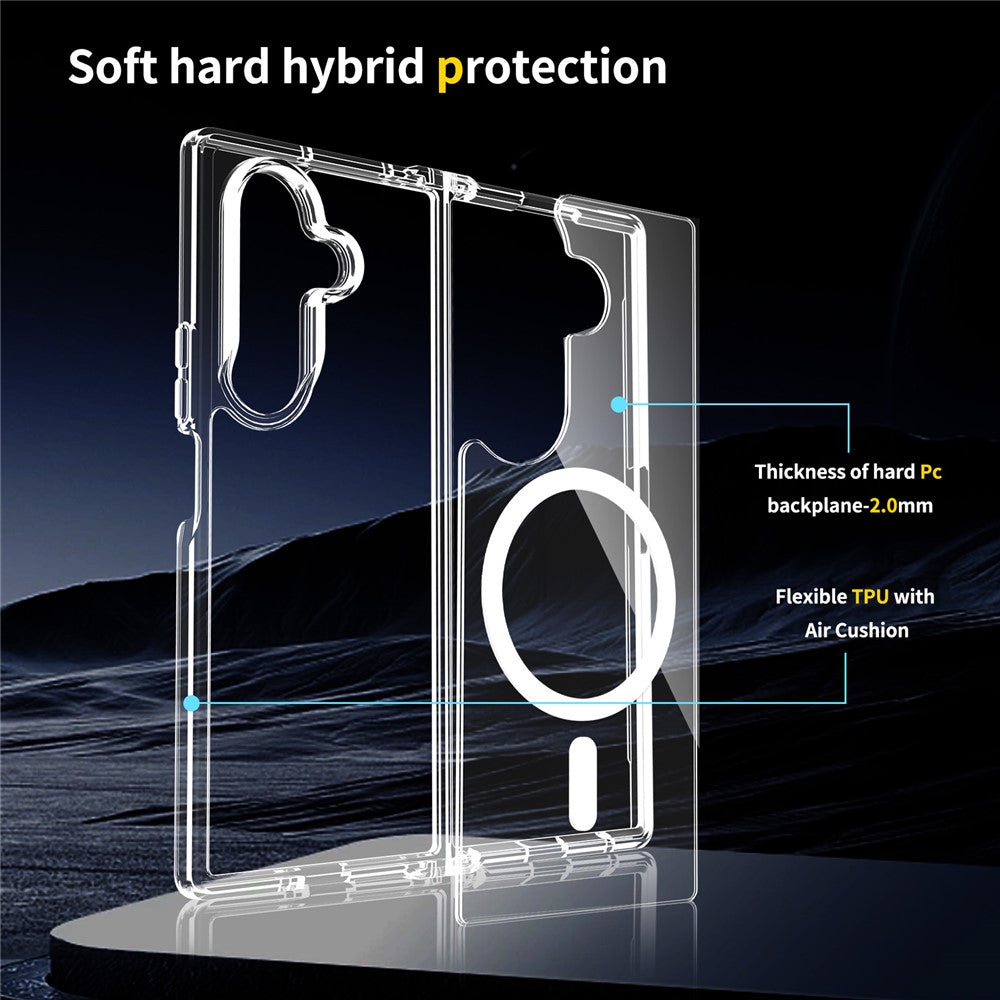 For Samsung Galaxy Z Fold7 5G Magnetic Case Scratch-Resistant TPU + PC Crystal Clear Phone Cover