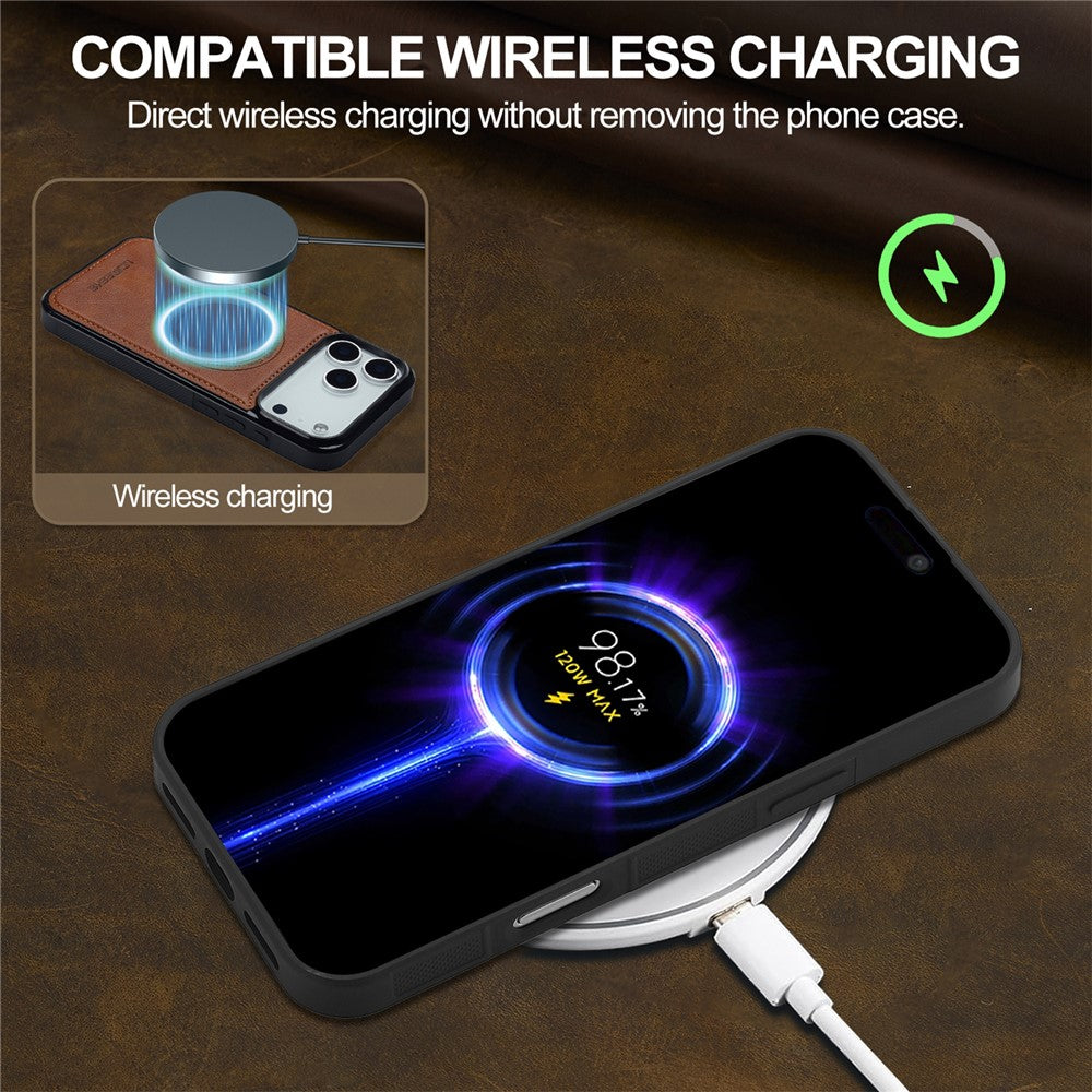 LC.IMEEKE For iPhone 17 Pro Max Magnetic Case Compatible with MagSafe Leather + TPU Back Cover - Brown