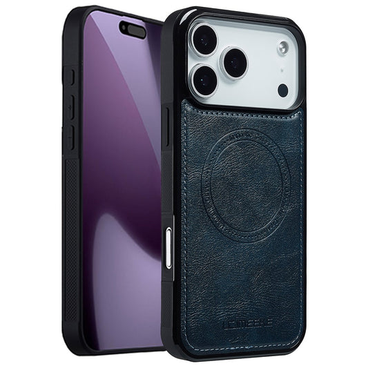 LC.IMEEKE For iPhone 17 Pro Max Magnetic Case Compatible with MagSafe Leather + TPU Back Cover - Blue