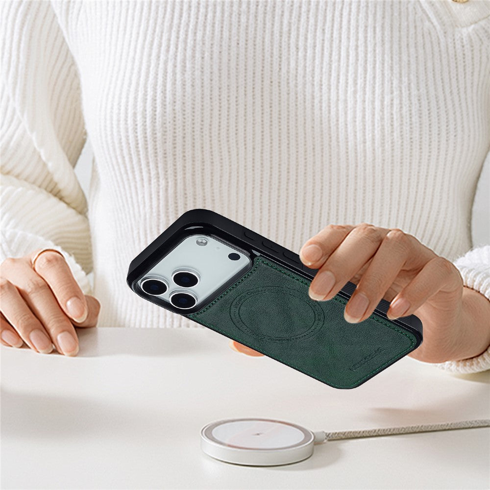 LC.IMEEKE For iPhone 17 Pro Max Magnetic Case Compatible with MagSafe Leather + TPU Back Cover - Green