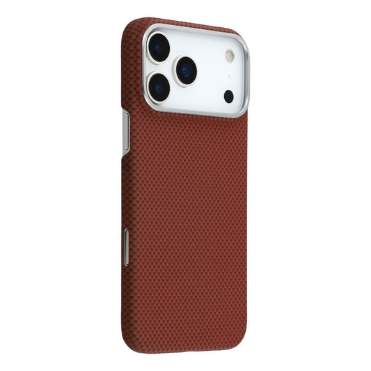 X-LEVEL For iPhone 17 Pro Max Case Compatible with MagSafe Carbon Nanofiber + Metal Lens Frame Phone Cover - Red