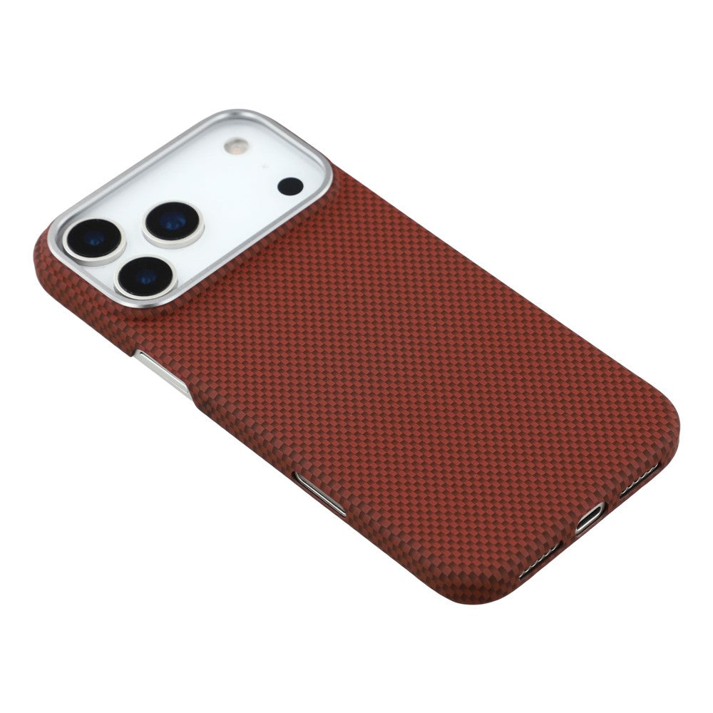 X-LEVEL For iPhone 17 Pro Max Case Compatible with MagSafe Carbon Nanofiber + Metal Lens Frame Phone Cover - Red