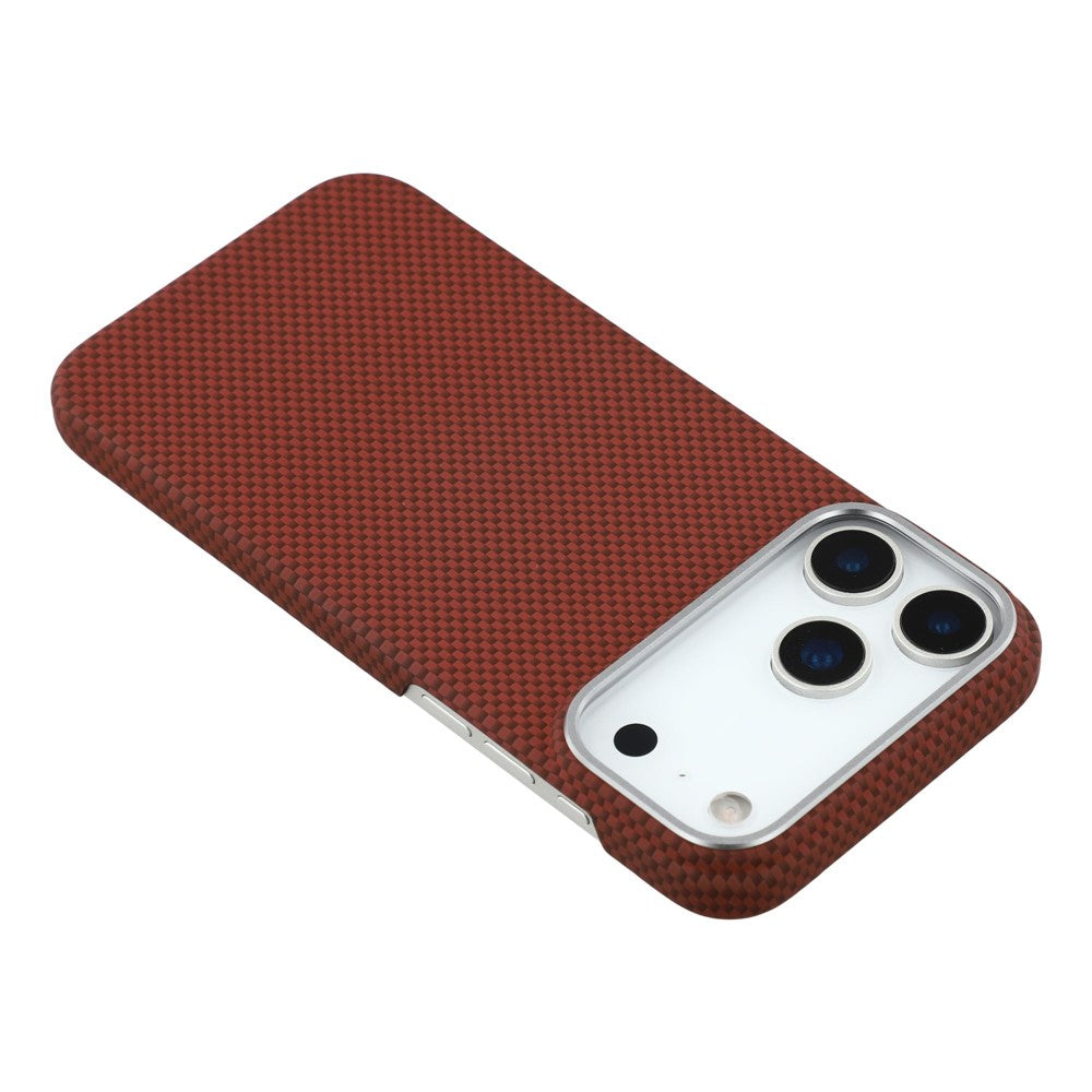 X-LEVEL For iPhone 17 Pro Max Case Compatible with MagSafe Carbon Nanofiber + Metal Lens Frame Phone Cover - Red