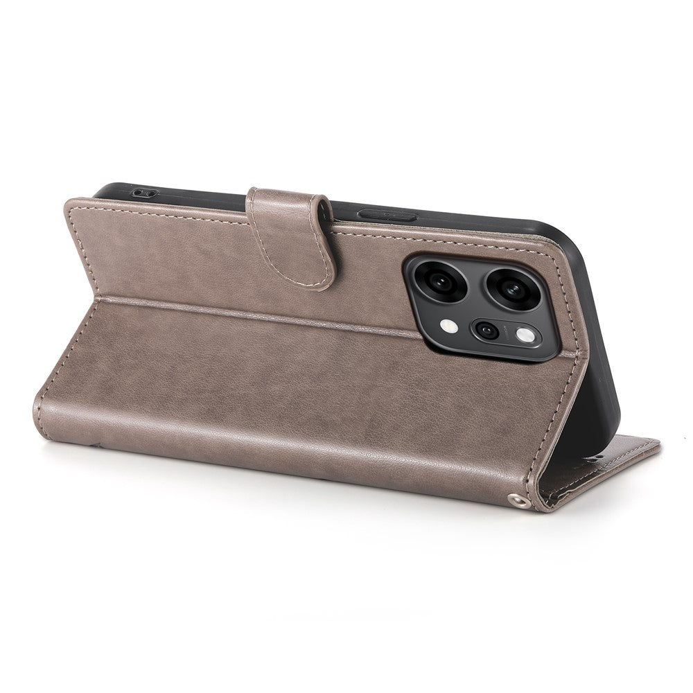 For Oppo Reno14 Pro 5G (Global) Wallet Case Butterfly Floral Imprint PU Leather Phone Cover with Wrist Strap - Grey