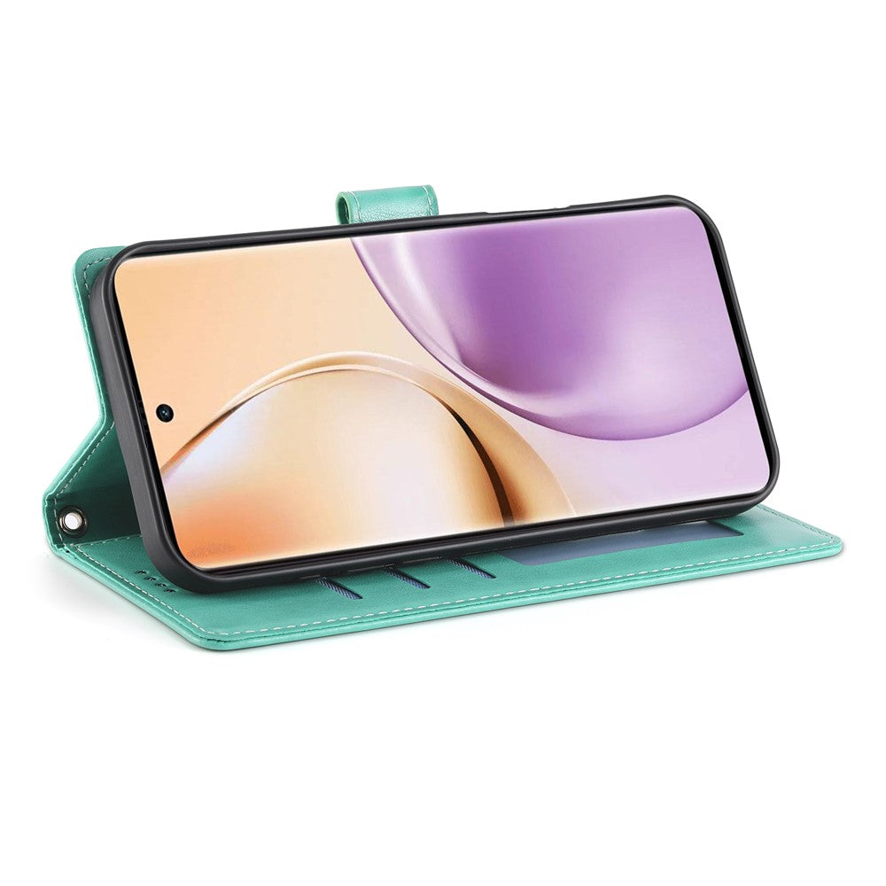 For Oppo Reno14 Pro 5G (Global) Wallet Case Butterfly Floral Imprint PU Leather Phone Cover with Wrist Strap - Green