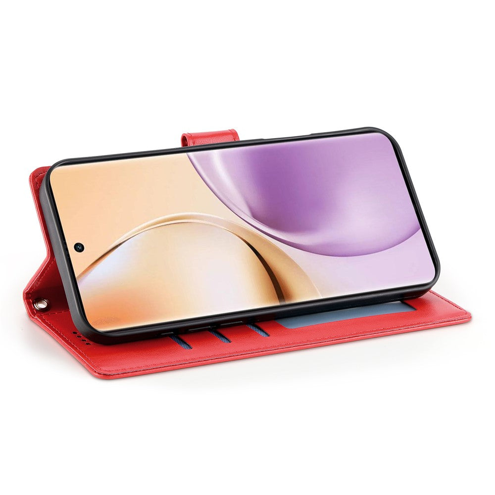 For Oppo Reno14 Pro 5G (Global) Wallet Case Butterfly Floral Imprint PU Leather Phone Cover with Wrist Strap - Red