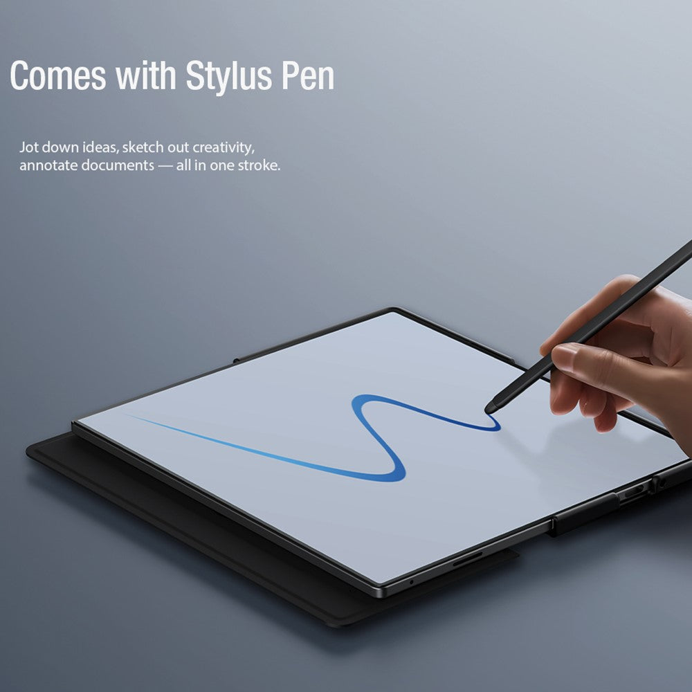 NILLKIN Qin Pro Series for Samsung Galaxy Z Fold7 5G Case with Card Slots Leather Phone Cover with Stylus - Brown