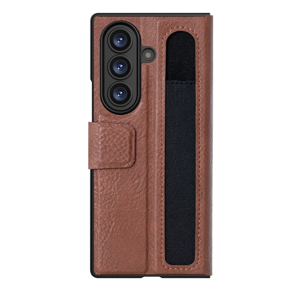 NILLKIN For Samsung Galaxy Z Fold7 5G Case PU + PC Stand Design Phone Cover with Card Slot - Brown