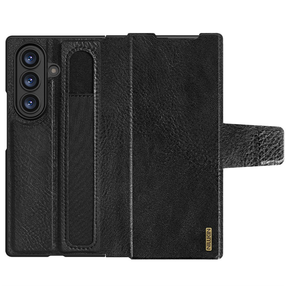 NILLKIN For Samsung Galaxy Z Fold7 5G Case PU + PC Stand Design Phone Cover with Card Slot - Black