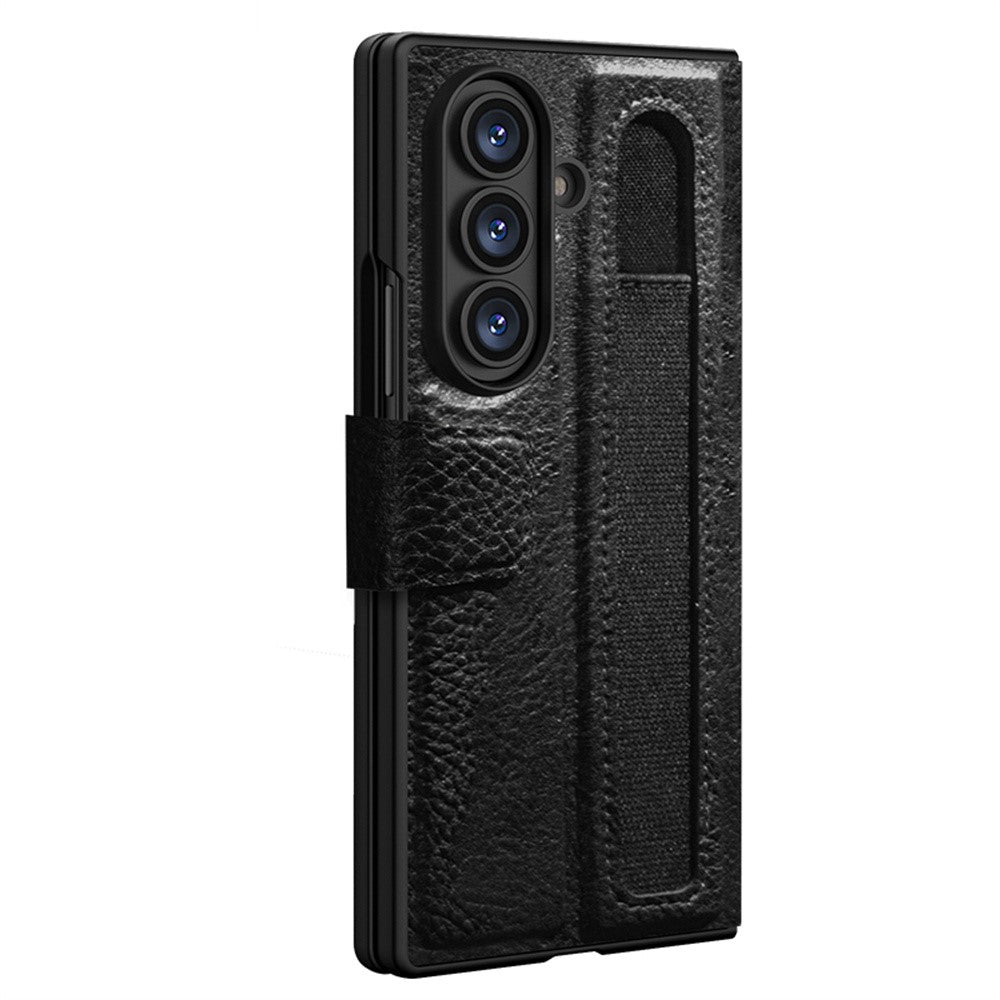 NILLKIN For Samsung Galaxy Z Fold7 5G Case PU + PC Stand Design Phone Cover with Card Slot - Black