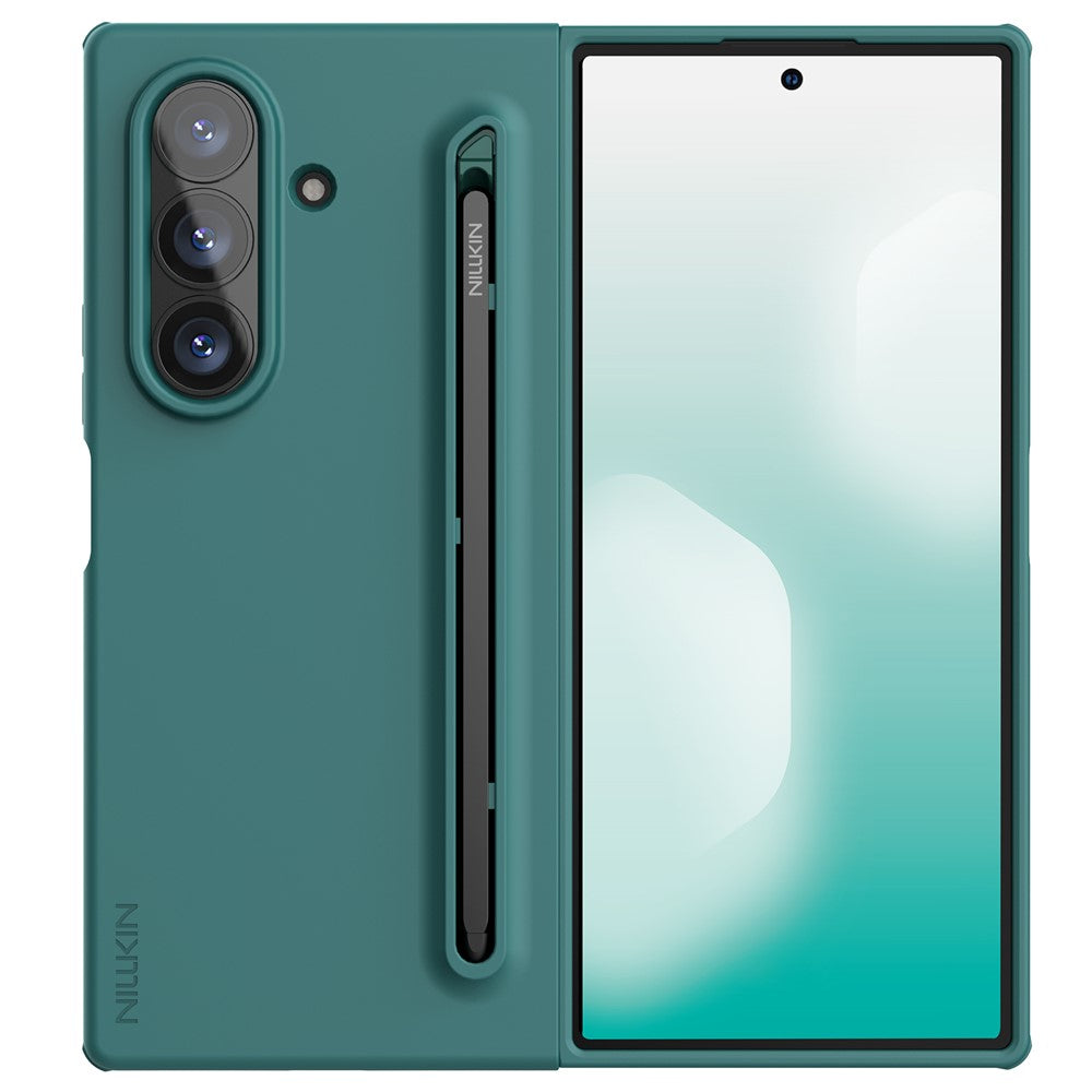 NILLKIN Flex Pure Fold Case for Samsung Galaxy Z Fold7 5G Silicone + PC Phone Cover with Stylus Pen - Green