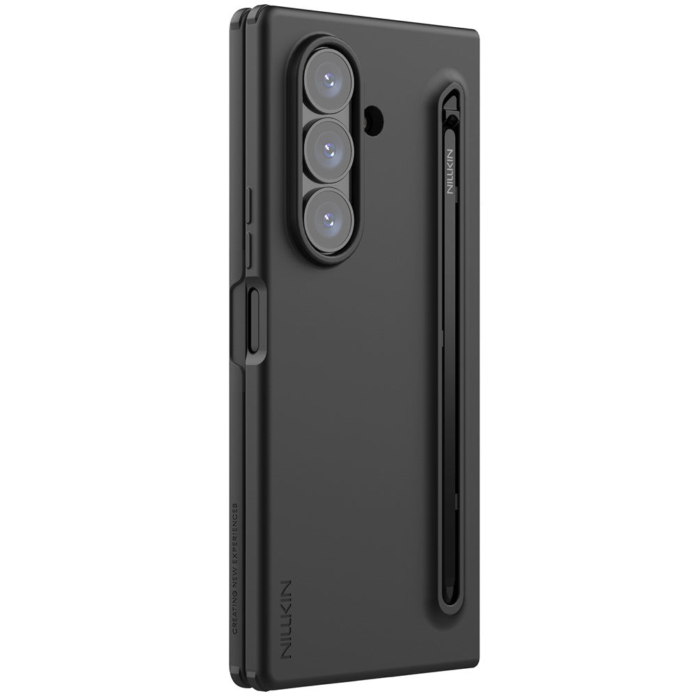 NILLKIN Flex Pure Fold Case for Samsung Galaxy Z Fold7 5G Silicone + PC Phone Cover with Stylus Pen - Black