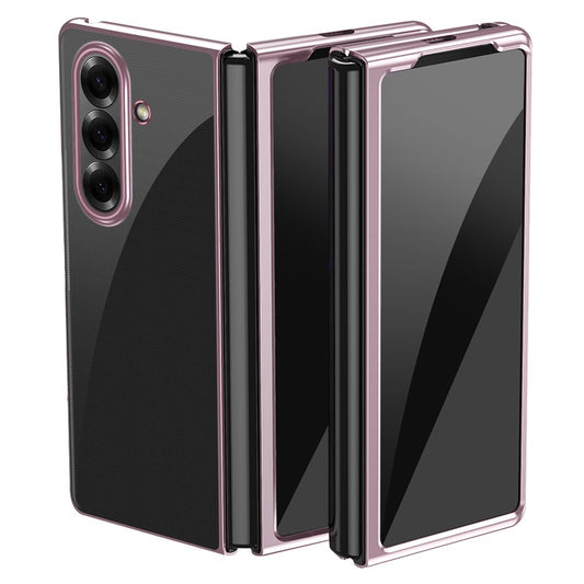 For Samsung Galaxy Z Fold7 5G Case Clear PC Electroplating Hard Phone Cover - Rose Gold