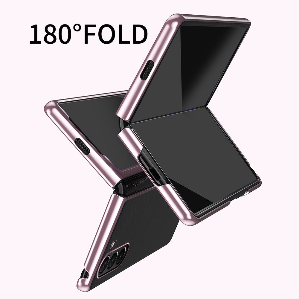For Samsung Galaxy Z Fold7 5G Case Clear PC Electroplating Hard Phone Cover - Rose Gold