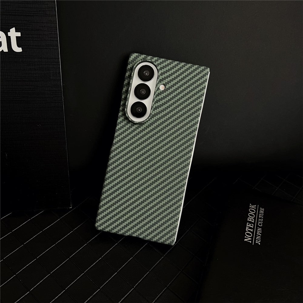 For Samsung Galaxy Z Fold7 5G Magnetic Case Carbon Fiber Texture PC Phone Cover with Screen Protector - Green