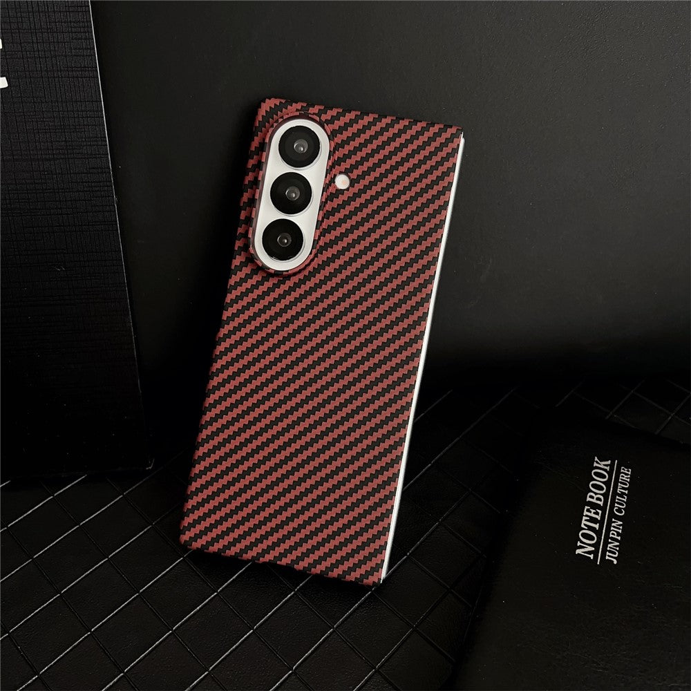 For Samsung Galaxy Z Fold7 5G Magnetic Case Carbon Fiber Texture PC Phone Cover with Screen Protector - Red