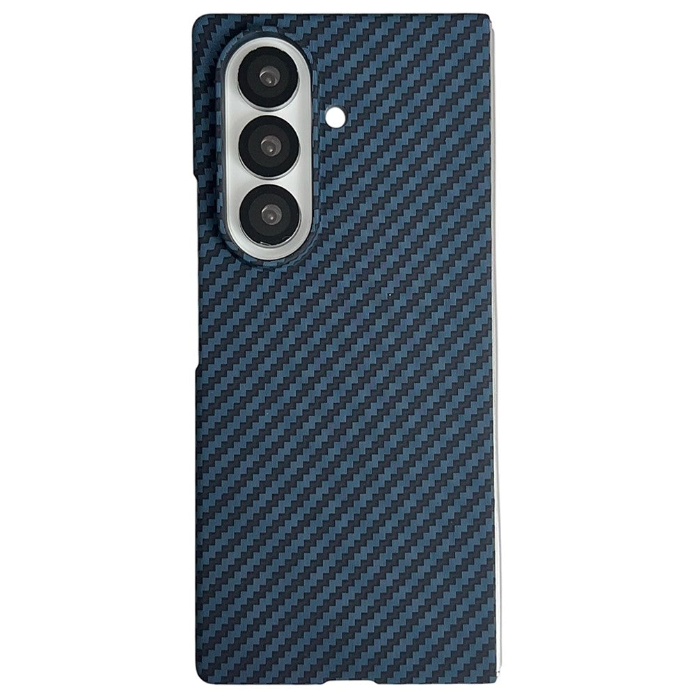 For Samsung Galaxy Z Fold7 5G Magnetic Case Carbon Fiber Texture PC Phone Cover with Screen Protector - Blue