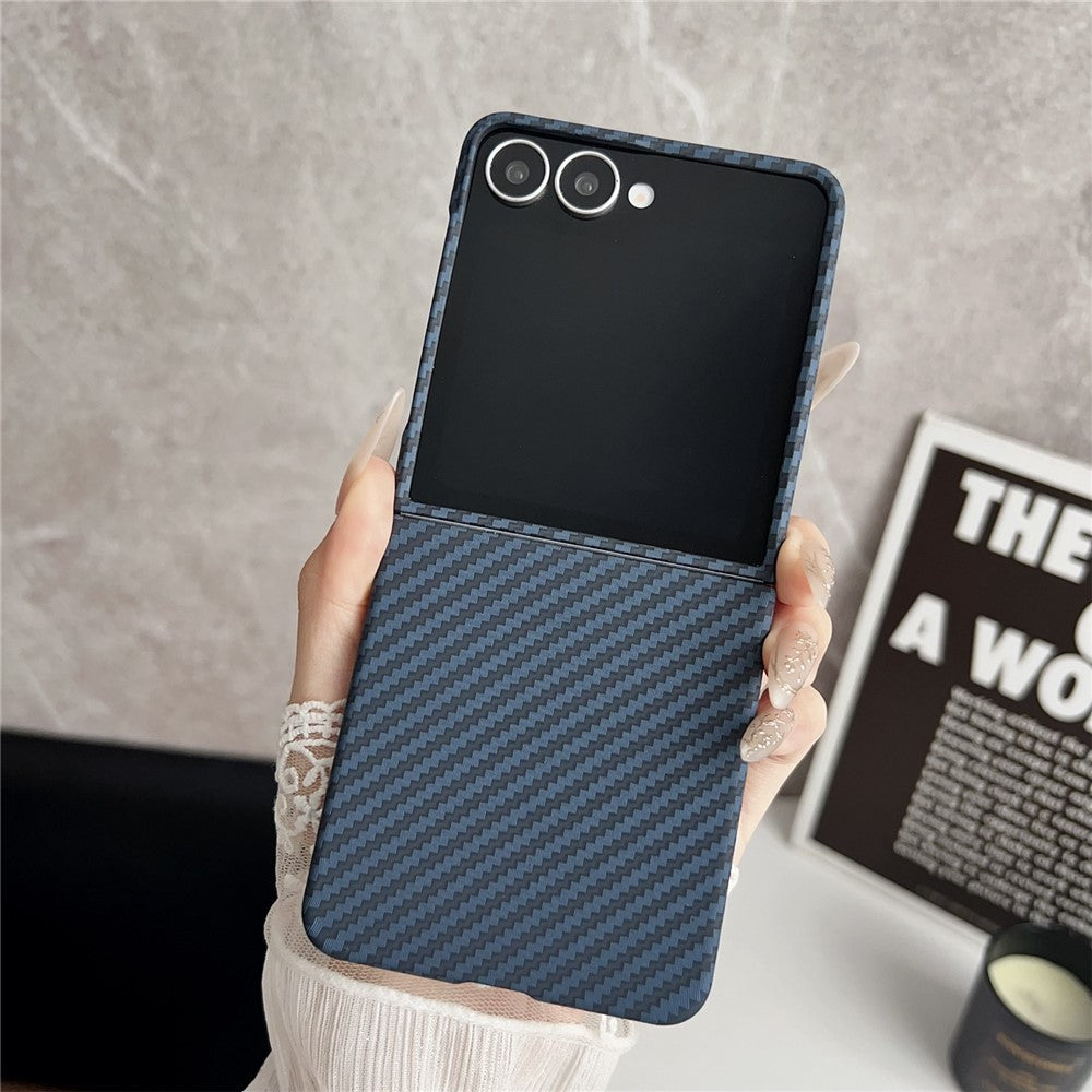 For Samsung Galaxy Z Flip7 5G Magnetic Case Carbon Fiber Texture Slim Shockproof PC Phone Cover - Blue