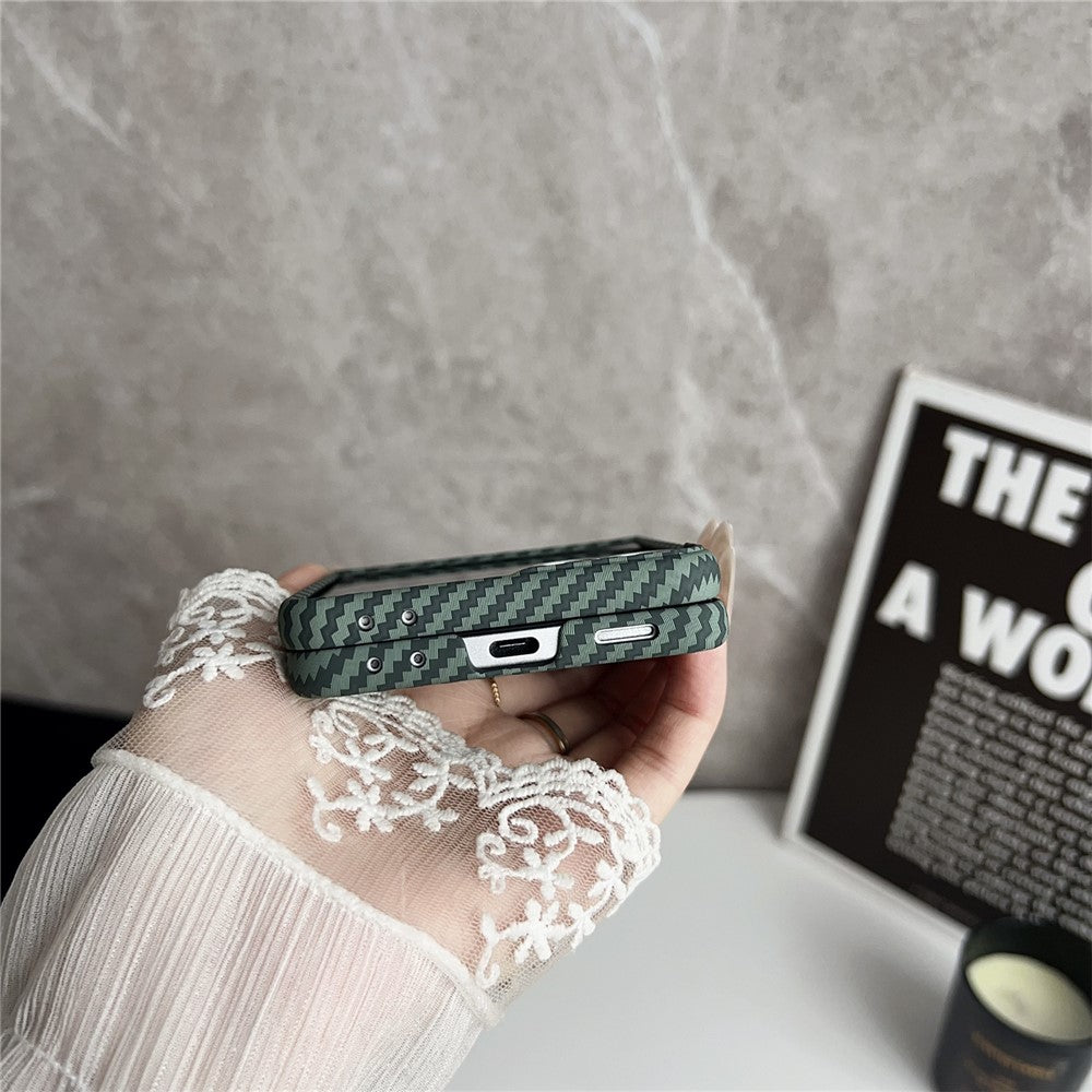 For Samsung Galaxy Z Flip7 5G Magnetic Case Carbon Fiber Texture Slim Shockproof PC Phone Cover - Blue