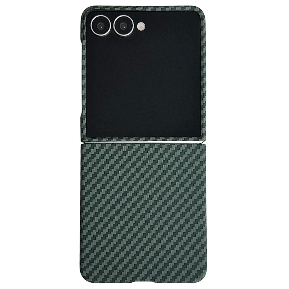 For Samsung Galaxy Z Flip7 5G Magnetic Case Carbon Fiber Texture Slim Shockproof PC Phone Cover - Green