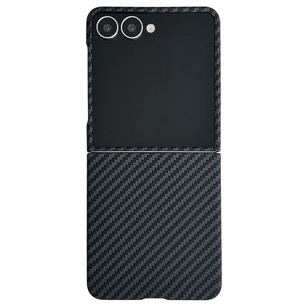 For Samsung Galaxy Z Flip7 5G Magnetic Case Carbon Fiber Texture Slim Shockproof PC Phone Cover - Black