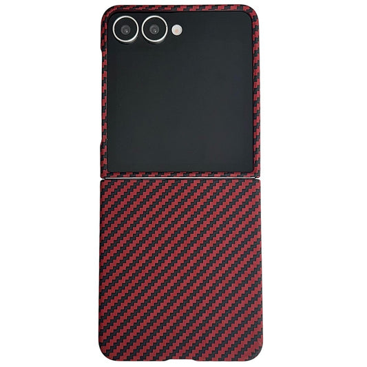 For Samsung Galaxy Z Flip7 5G Magnetic Case Carbon Fiber Texture Slim Shockproof PC Phone Cover - Red