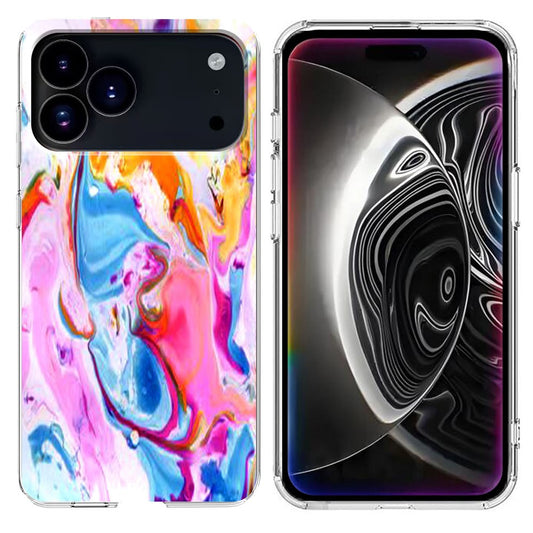 For iPhone 17 Pro Max Case Marble Pattern Printing Soft TPU Phone Cover - Colorful
