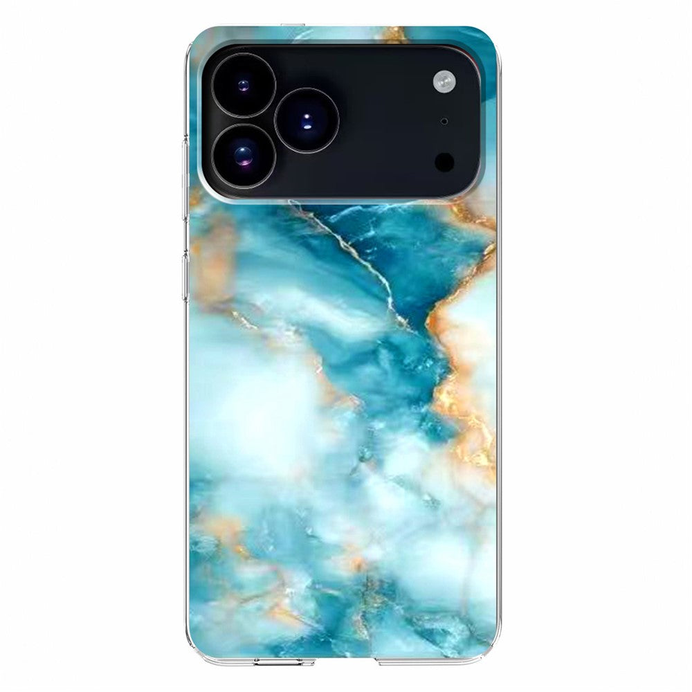 For iPhone 17 Pro Max Case Marble Pattern Printing Soft TPU Phone Cover - Blue