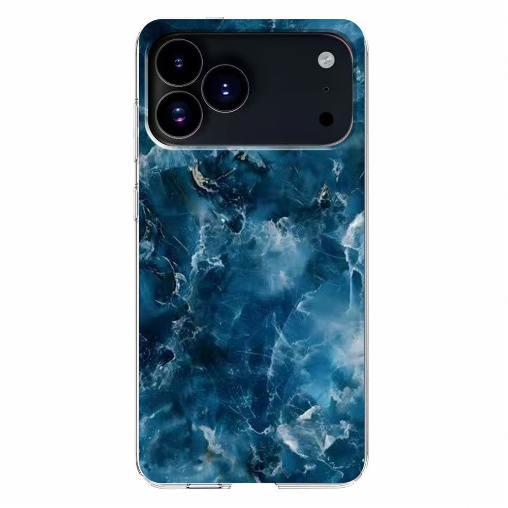 For iPhone 17 Pro Max Case Marble Pattern Printing Soft TPU Phone Cover - Grey