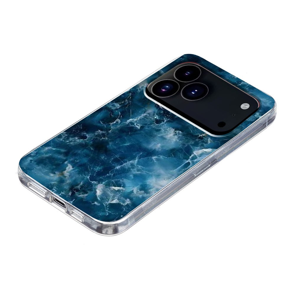 For iPhone 17 Pro Max Case Marble Pattern Printing Soft TPU Phone Cover - Grey