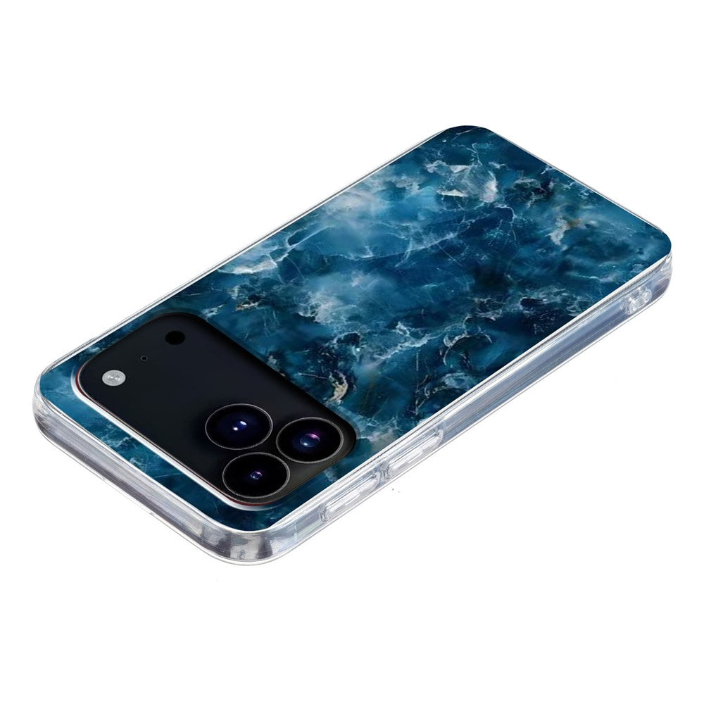 For iPhone 17 Pro Max Case Marble Pattern Printing Soft TPU Phone Cover - Grey