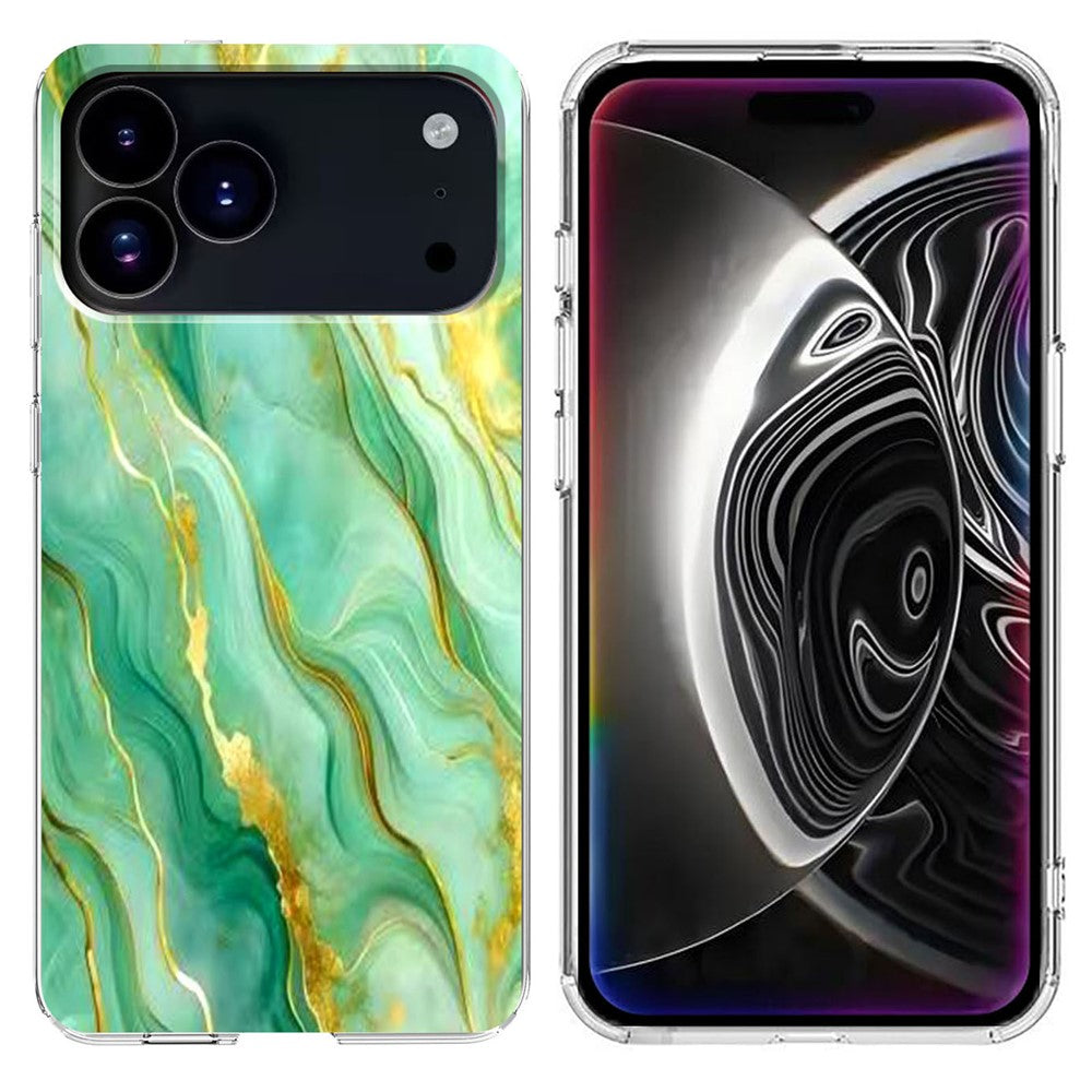 For iPhone 17 Pro Max Case Marble Pattern Printing Soft TPU Phone Cover - Green