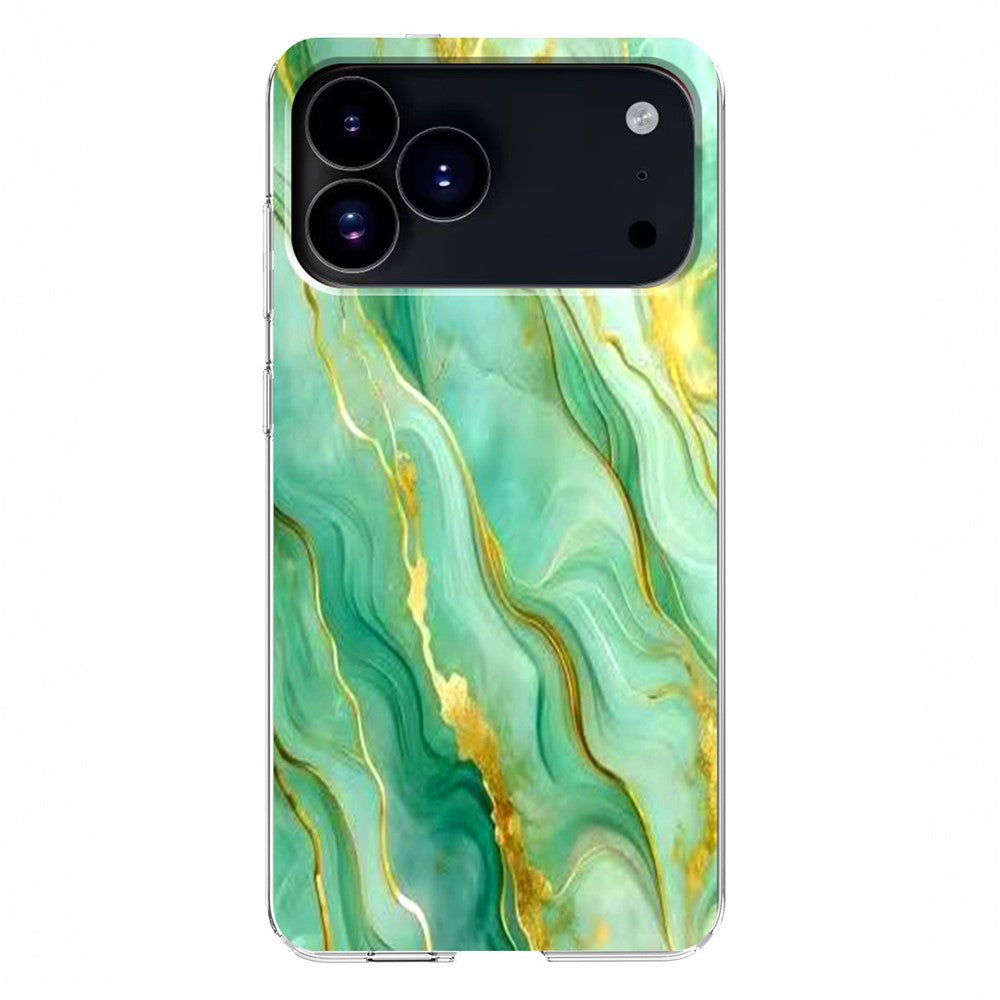 For iPhone 17 Pro Max Case Marble Pattern Printing Soft TPU Phone Cover - Green