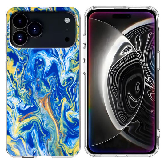 For iPhone 17 Pro Max Case Marble Pattern Printing Soft TPU Phone Cover - Sky Blue