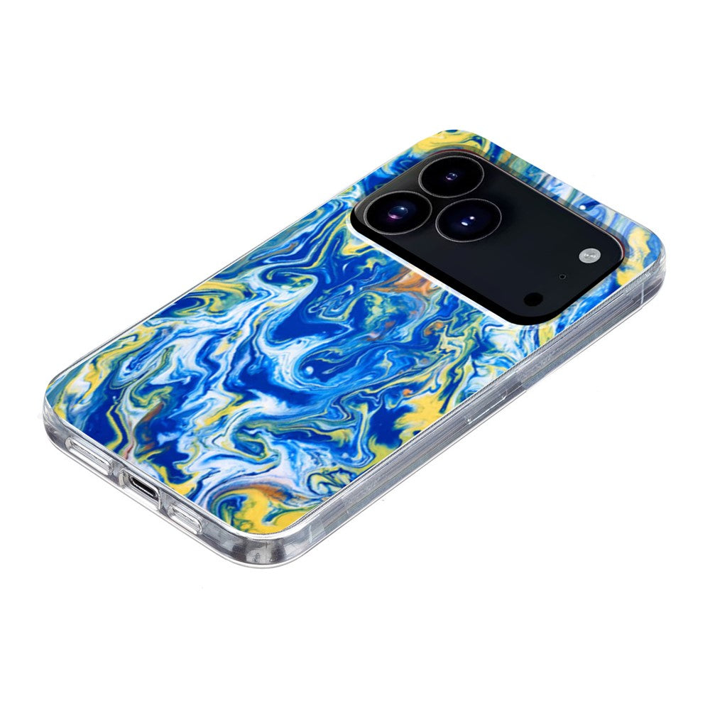 For iPhone 17 Pro Max Case Marble Pattern Printing Soft TPU Phone Cover - Sky Blue