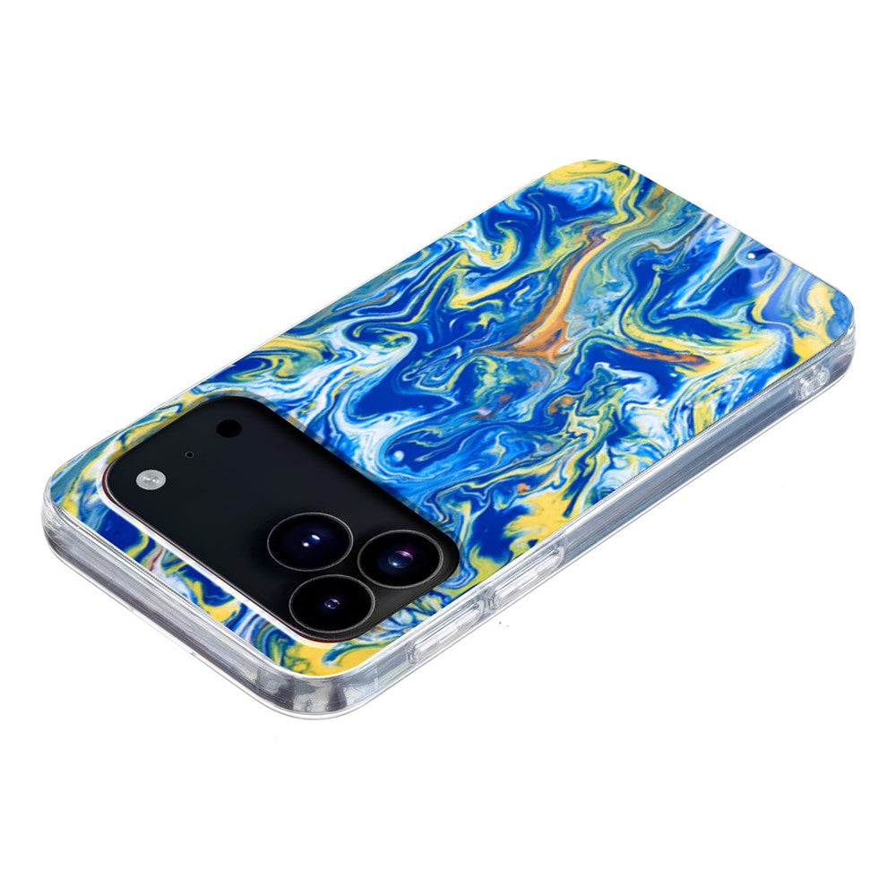 For iPhone 17 Pro Max Case Marble Pattern Printing Soft TPU Phone Cover - Sky Blue