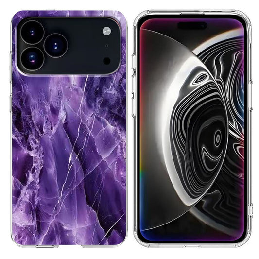 For iPhone 17 Pro Max Case Marble Pattern Printing Soft TPU Phone Cover - Purple