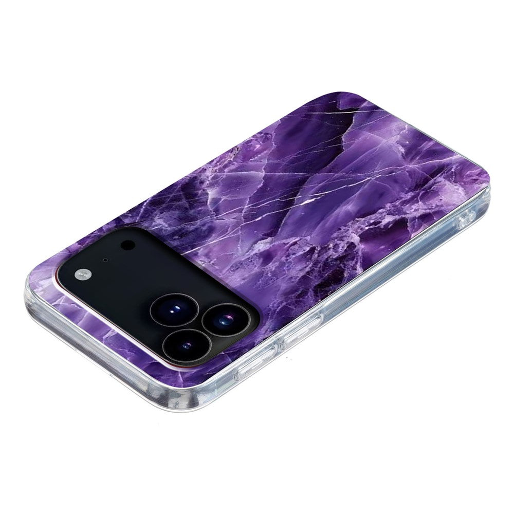 For iPhone 17 Pro Max Case Marble Pattern Printing Soft TPU Phone Cover - Purple