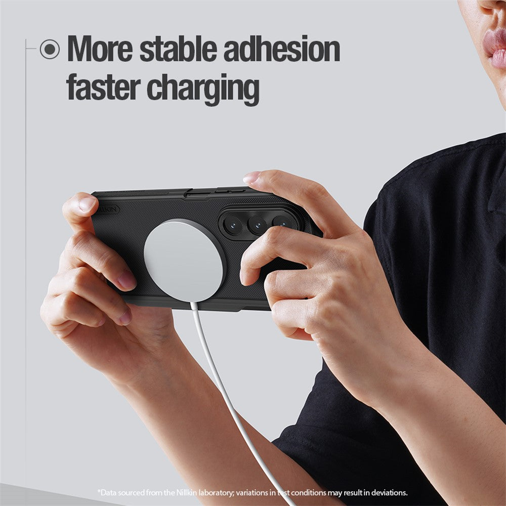 NILLKIN Super Frosted Shield Fold for Samsung Galaxy Z Fold7 5G Case Compatible with MagSafe PC Matte Phone Cover with Stylus Pen - Blue