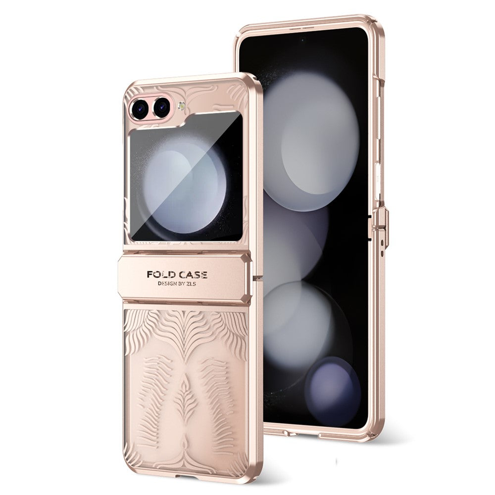 For Samsung Galaxy Z Flip7 FE 5G  /  Flip6 5G Case Hard PC Wing Frame Design Back Phone Cover - Rose Gold