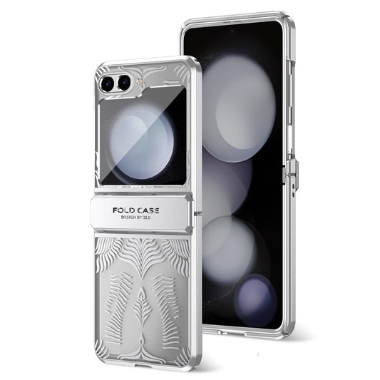 For Samsung Galaxy Z Flip7 FE 5G  /  Flip6 5G Case Hard PC Wing Frame Design Back Phone Cover - Silver