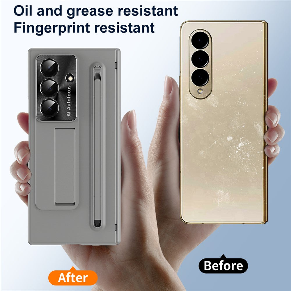 For Samsung Galaxy Z Fold7 5G Case PC Cell Phone Cover with Kickstand and Stylus Pen - Grey