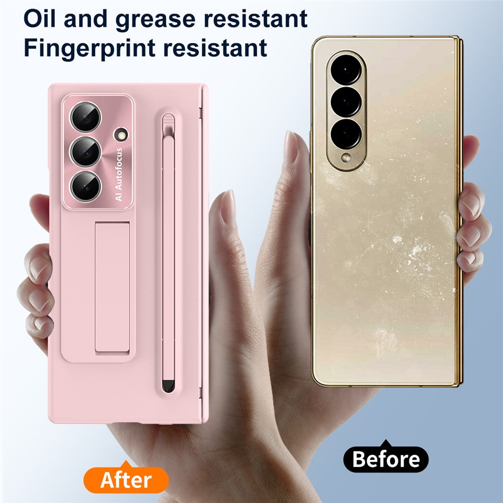 For Samsung Galaxy Z Fold7 5G Case PC Cell Phone Cover with Kickstand and Stylus Pen - Pink