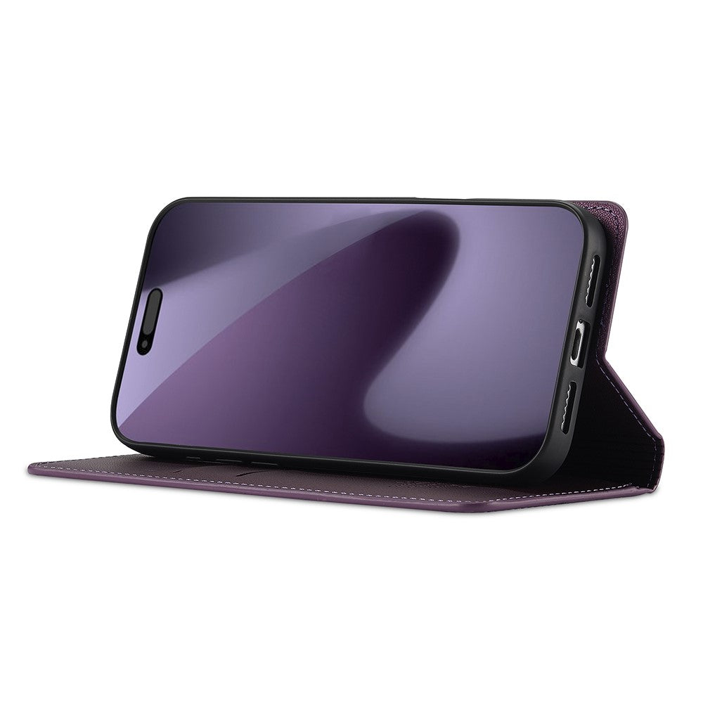 LC.IMEEKE L1 Series for iPhone 17 Pro Max Case PU Leather Wallet Stand Protective Phone Cover - Purple