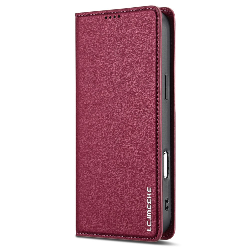 LC.IMEEKE L1 Series for iPhone 17 Pro Max Case PU Leather Wallet Stand Protective Phone Cover - Red