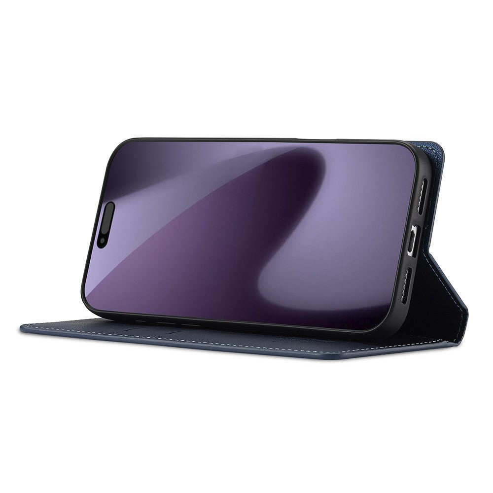 LC.IMEEKE L1 Series for iPhone 17 Pro Max Case PU Leather Wallet Stand Protective Phone Cover - Blue